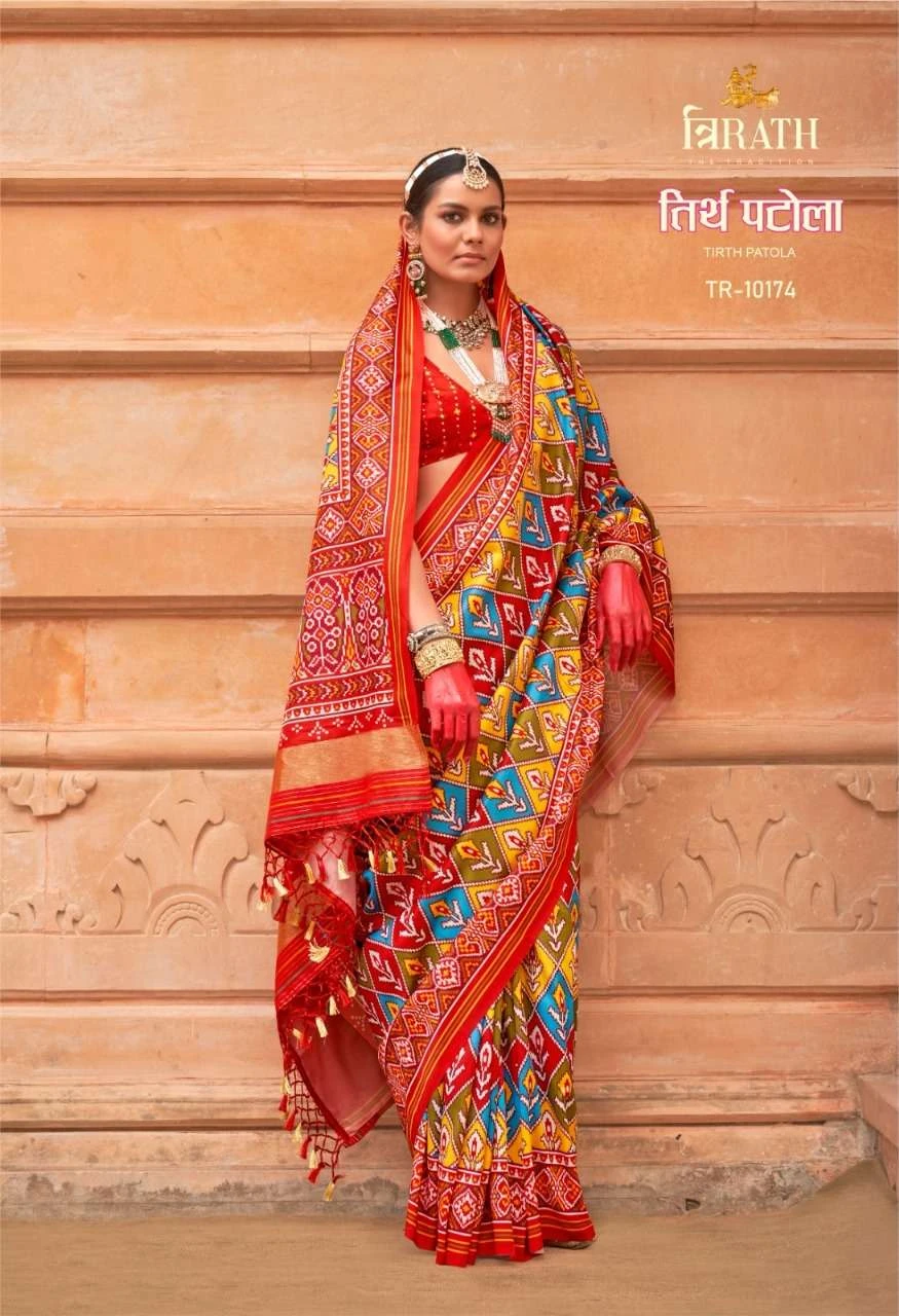 Trirath Tirth Patola Soft P.V.Silk Wholesale Fancy Sarees Catalog — Wholesale Sarees, MPA wholesale from Surat - Gallery Image 7